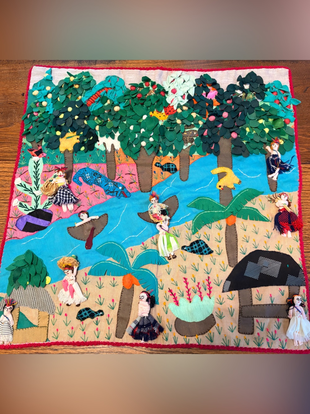 Vintage Peruvian Amazon Rainforest Fibre Art Wall Hanging  Handmade - Multicolor